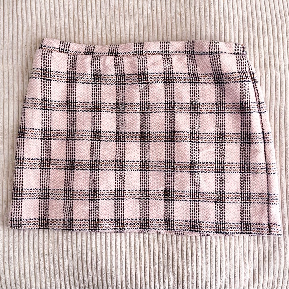 Light Pink Plaid Skirt